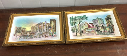 (2) Framed Ceramic Italian Scenes Wall Hangings