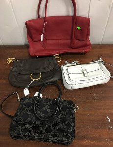 (4) Purses: (1) White, (1) Red, (2) Black