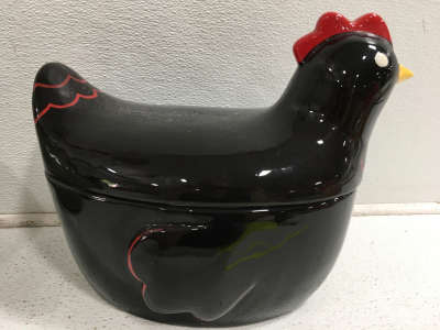 14&rdquo; Beautiful Black Rooster Cookie Jar