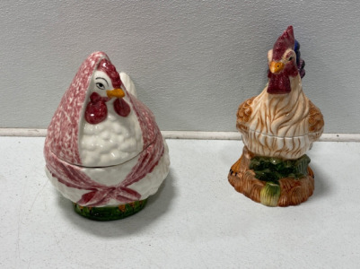 (2) Antique Storage Jars/ Home Decor For Kitchen
