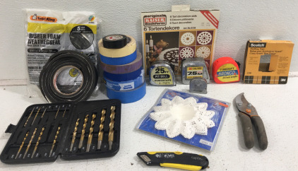 (2) Frost King Rubber Foam Weatherseal (4) Assorted Measuring Tapes (1) Drill Bit Set & More!!
