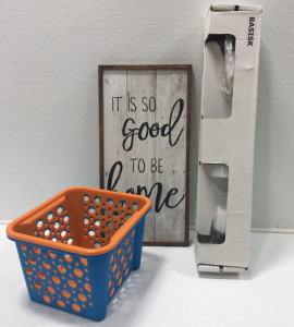 (2) Baskets, Wall Sign, Light Fixtures