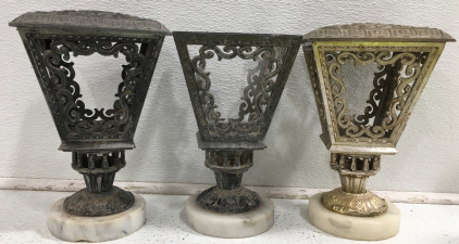 (3) Metal Stands On Marble