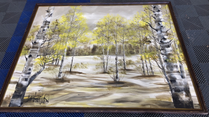 Ex-Large Framed Abstract Trees Canvas Painting