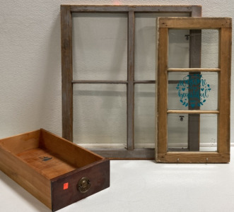 4-Panel Window Frame, 3-Panel Window Frame, Single Wood Drawer