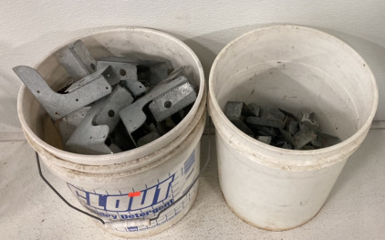 (1) Bucket Of Simpson Strong Ties, (1) Bucket Of Various Metal Brackets