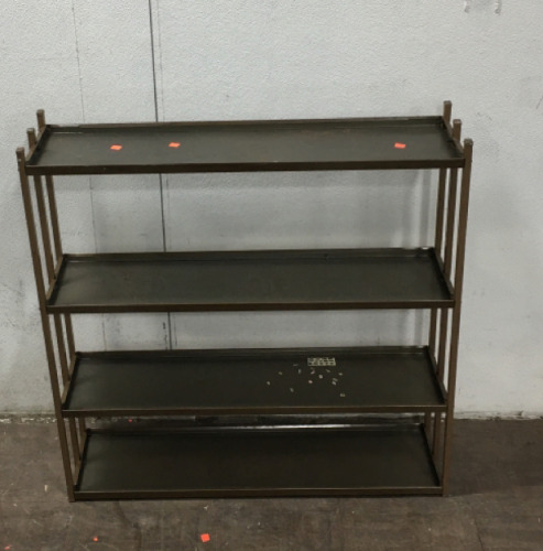 37 X 34” Vintage Mid Century Modern Metal Shelving Unit 4655