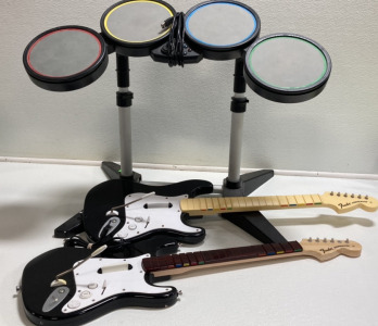 Rock Band Drum Set and (2) Guitars