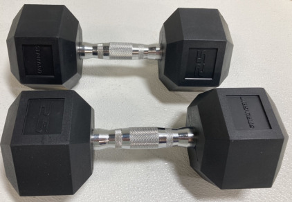 (2) TruGrit 25lb Dumbbells