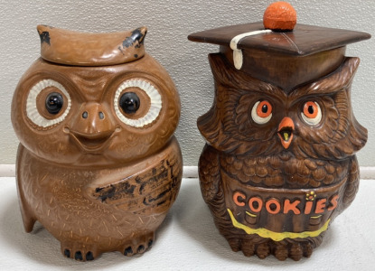 (2) Vintage Owl Cookie Jars