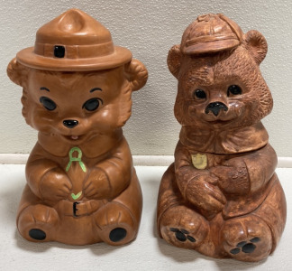 (2) Forest Ranger Bear Cookie Jars