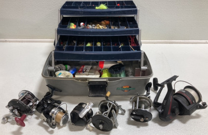 Tackle Box w/ Lures and Accessories, (6) Reels