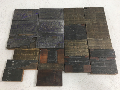 (20+) Vintage Brass Letterpress Printing Press Blocks