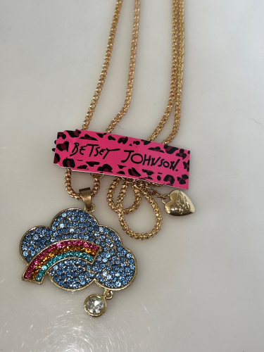 Betsey Johnson Gold-Tone Rain Cloud with Rainbow Pendant Necklace