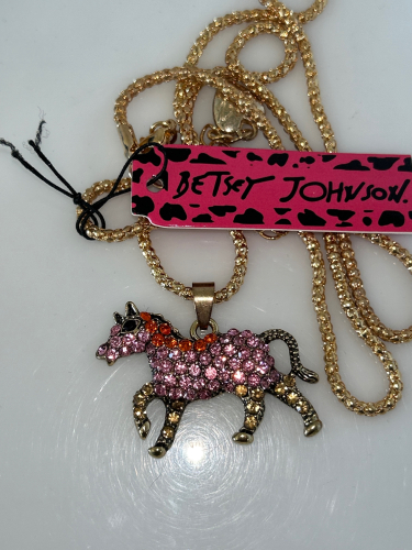 Betsey Johnson Gold-Tone Rhinestone Horse Pendant Necklace