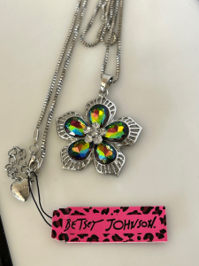 Betsey Johnson Crystal Flower Pendant Necklace