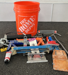 Caulk Guns, Painting Rollers, Home Depot Bucket and more