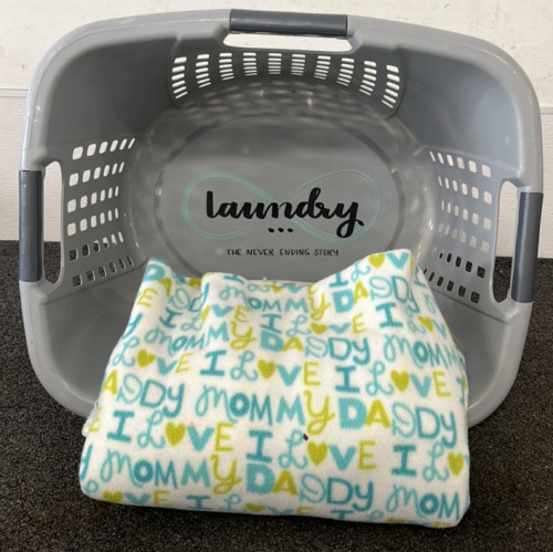 Laundry Basket and Blanket