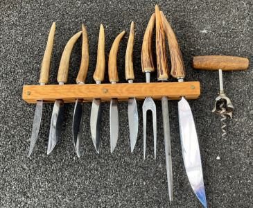 Bone Handled Knife/ Carving set and Wood Handled Bottle Opener