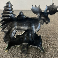 Painted Cast Iron Moose Door Stop - 2