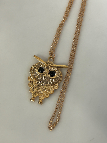 Gold-Tone Owl Pendant Necklace