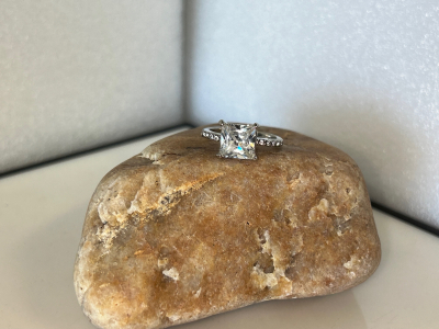 Silver Plated Ring with Square Cut Center Stone