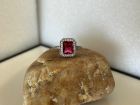 Silver Plated Ring with Deep Pink Center Stone - 2