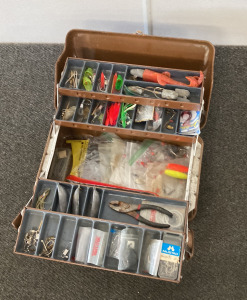 Metal Fishing Box With Hooks and Lures