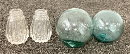 Salt/Pepper Containers And Glass Orbs