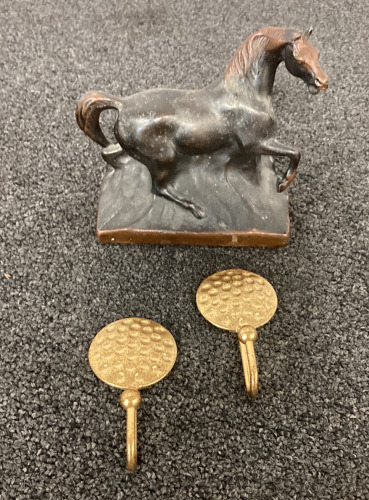 Horse Statue and Wall Hooks (2)