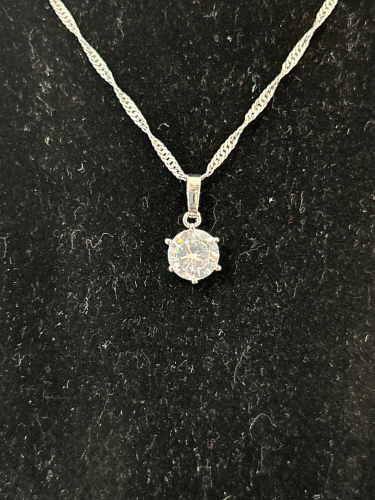 Silver Plated Solitaire Pendant Necklace