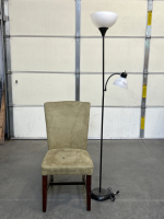 Padded Chair and Standing Floor Lamp