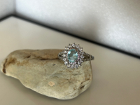 Faux Aquamarine and Clear Crystal Ring