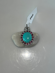 Faux Turquoise and Purple Crystal Pendant