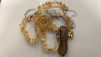 Yellow Stone Costume Necklaces, Ring And Earrings