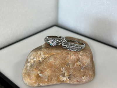 Silver Plated with Faux Diamonds Ring Set