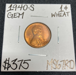 1940-S MS67RD Red Gem Wheat Penny