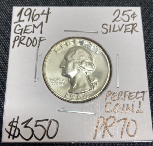 1964 PR70 Gem Proof Silver Quarter