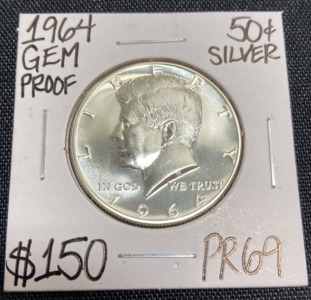 1964 PR69 Gem Proof Silver Kennedy Half Dollar