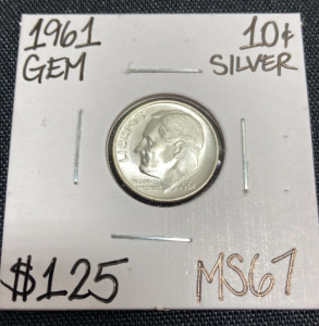 1961 MS67 Gem Silver Roosevelt Dime