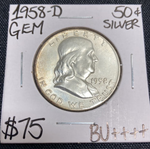 1958-D Gem BU++++ Franklin Half Dollar