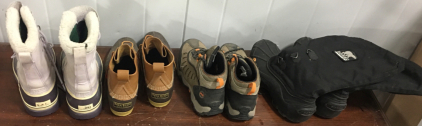 Pair Of Sorel Caribou Womens Size 9 Waterproof Boots, Bean Boots By L.L Bean Size 11, Timerline Pro Steel Toe Hiking Boots Mens 11, Sorel Boots