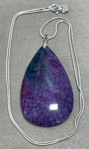 (1) 136.15ct Rainbow Dragon Veins Agate Gemstone Pendant W/ .925 Necklace