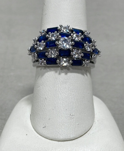 (1) Blue & White Sapphire .925 Ladies Ring Size 9