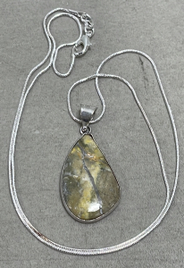(1) Bumblebee Jasper Pendant W/ .925 Necklace