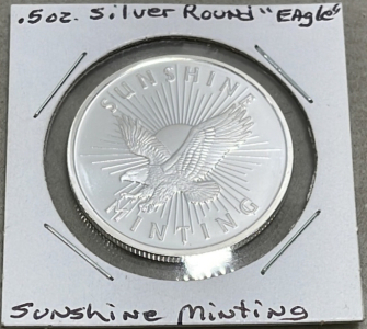 (1) Sunshine Minting Eagle .5 Troy Oz. . Silver Round Carded