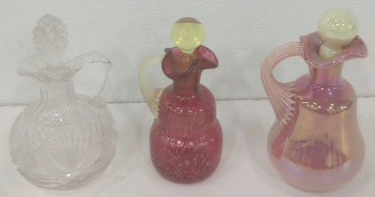 (3) Vintage Decrotive Glass Cruet Decanters