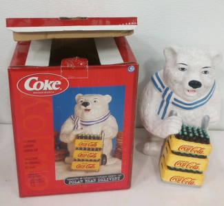 Vintage Coca Cola 13" Ceramic Polar Bear Delivery Cookie Jar