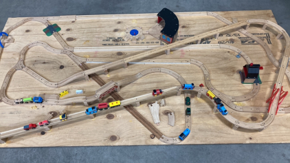 Mounted Wood Train Playset