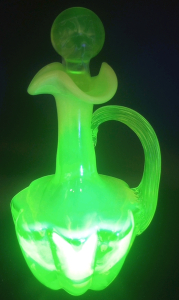 Decrotive Yellow 7" Uranium Depression Glass Cruet Decanter